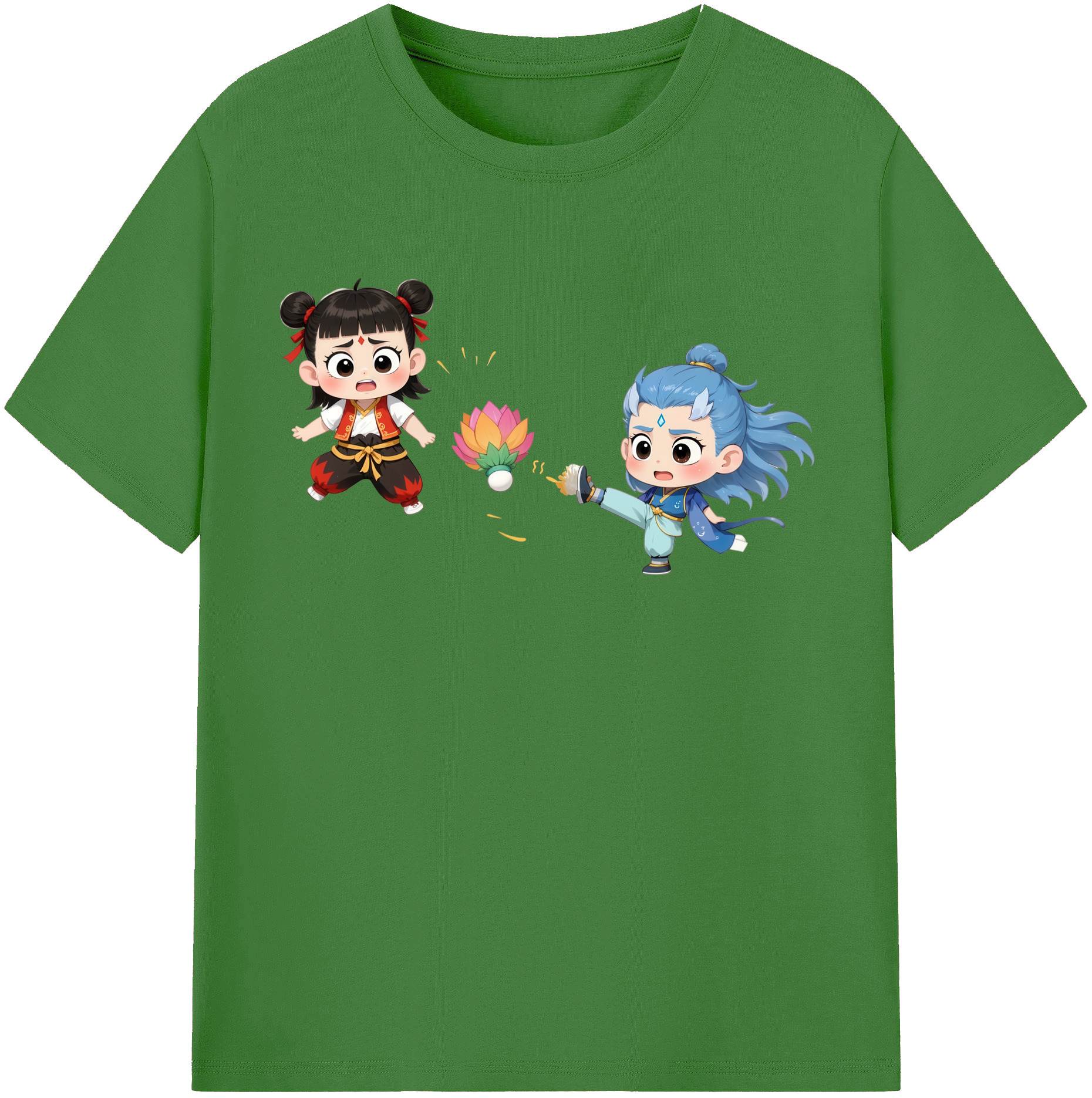 （画像用） Ne Zha 2 ナタ 魔童の大暴れ レディースカジュアルプリントTシャツ（綿100％）